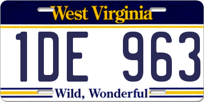 WV license plate 1DE963
