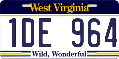 WV license plate 1DE964