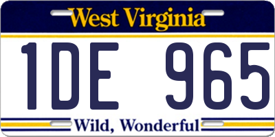WV license plate 1DE965