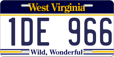 WV license plate 1DE966