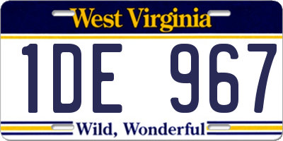 WV license plate 1DE967
