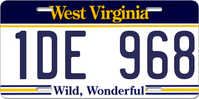 WV license plate 1DE968