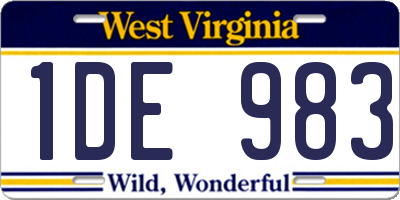 WV license plate 1DE983