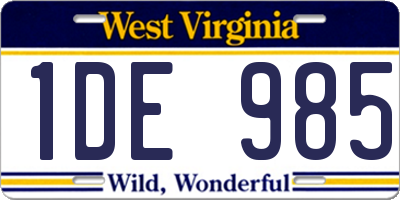 WV license plate 1DE985