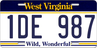 WV license plate 1DE987