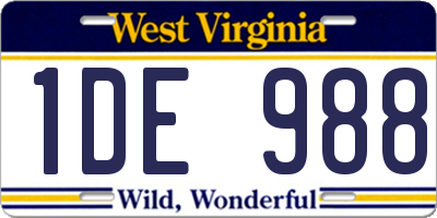 WV license plate 1DE988