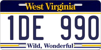 WV license plate 1DE990