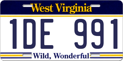 WV license plate 1DE991