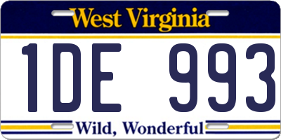 WV license plate 1DE993