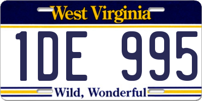 WV license plate 1DE995