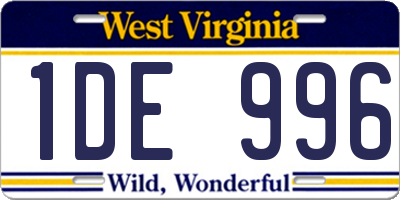 WV license plate 1DE996