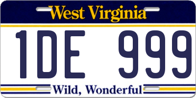 WV license plate 1DE999