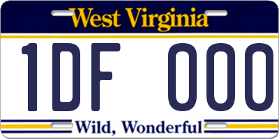 WV license plate 1DF000