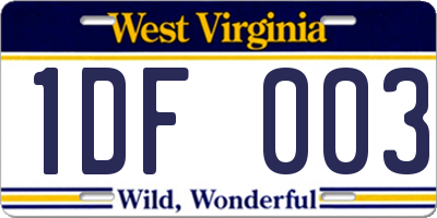 WV license plate 1DF003