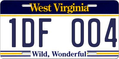 WV license plate 1DF004