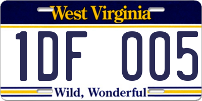 WV license plate 1DF005