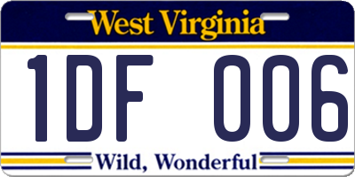 WV license plate 1DF006