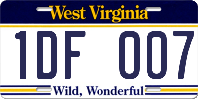 WV license plate 1DF007