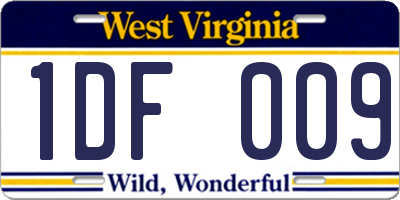 WV license plate 1DF009