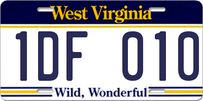 WV license plate 1DF010