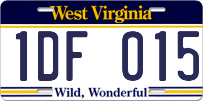 WV license plate 1DF015