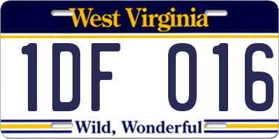 WV license plate 1DF016