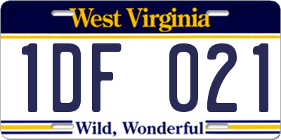 WV license plate 1DF021
