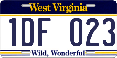 WV license plate 1DF023