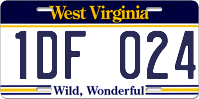 WV license plate 1DF024