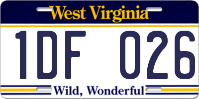 WV license plate 1DF026
