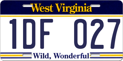WV license plate 1DF027