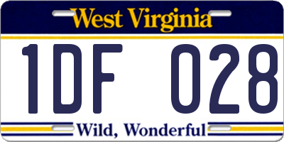 WV license plate 1DF028