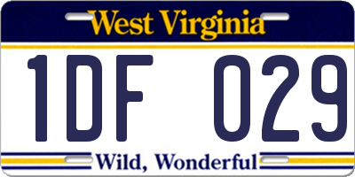 WV license plate 1DF029