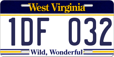 WV license plate 1DF032