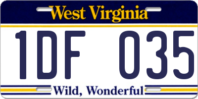 WV license plate 1DF035
