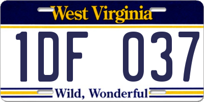 WV license plate 1DF037