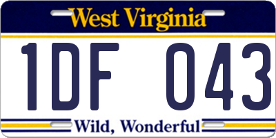 WV license plate 1DF043