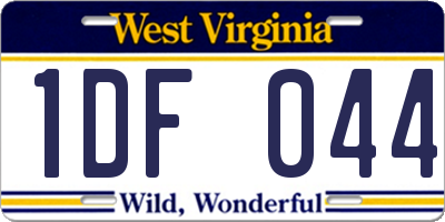 WV license plate 1DF044