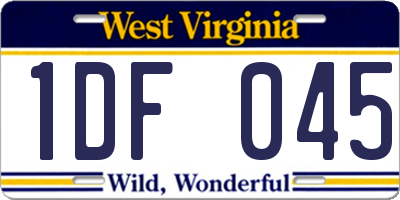 WV license plate 1DF045