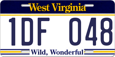 WV license plate 1DF048