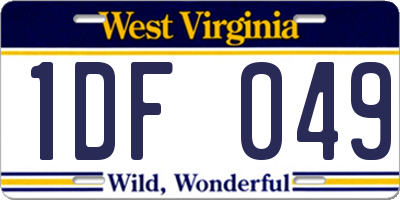 WV license plate 1DF049