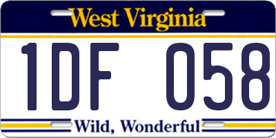WV license plate 1DF058