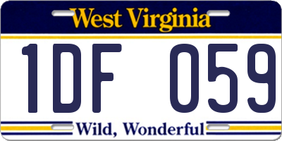 WV license plate 1DF059