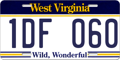 WV license plate 1DF060