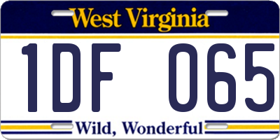 WV license plate 1DF065