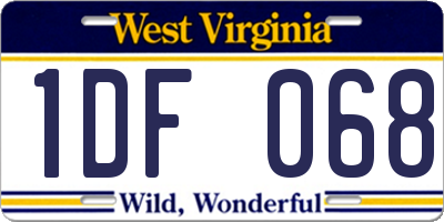 WV license plate 1DF068
