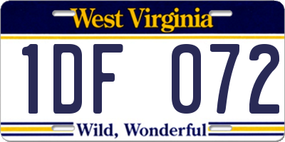 WV license plate 1DF072