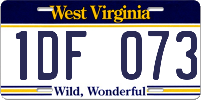 WV license plate 1DF073
