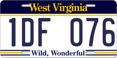 WV license plate 1DF076