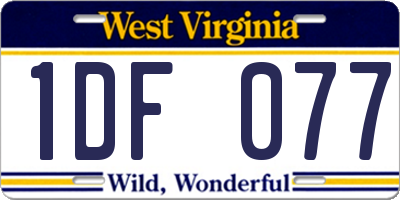WV license plate 1DF077
